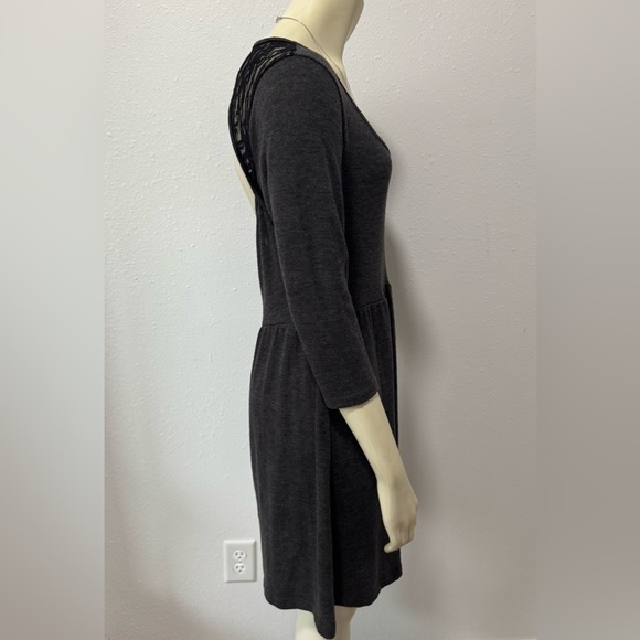 Vintage Y2K Lace Open Back Skater Dress With Belt Loops Grey/Black - Picture 4 of 11